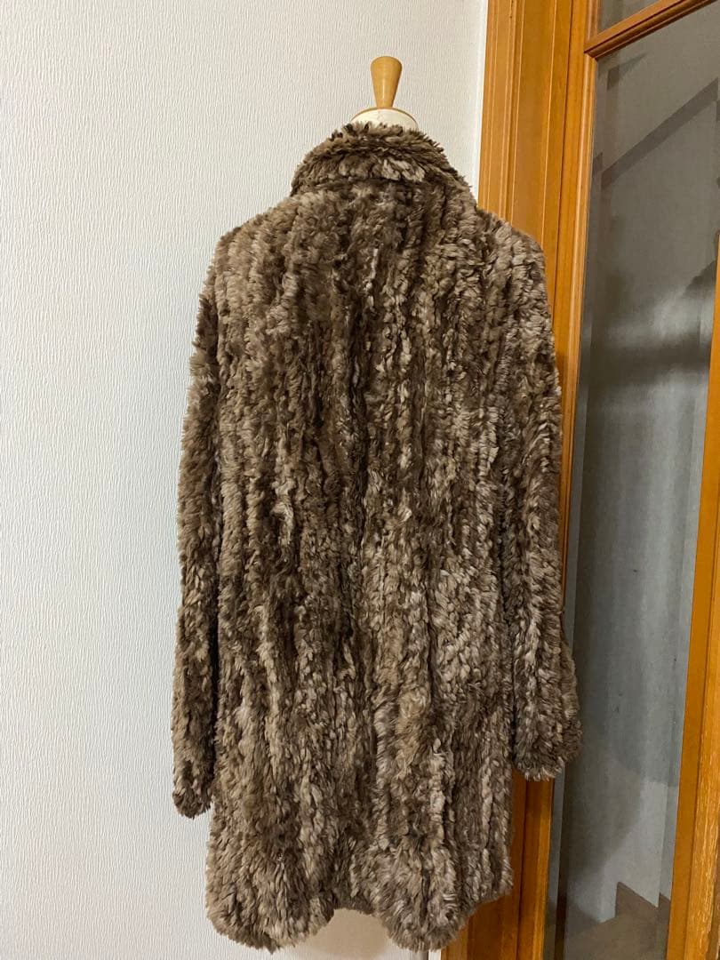 高級毛皮　ビーバーヤーン　ミドル丈　ワンピースコート　軽量　リアルファー　コート