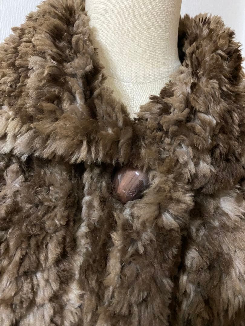 高級毛皮　ビーバーヤーン　ミドル丈　ワンピースコート　軽量　リアルファー　コート