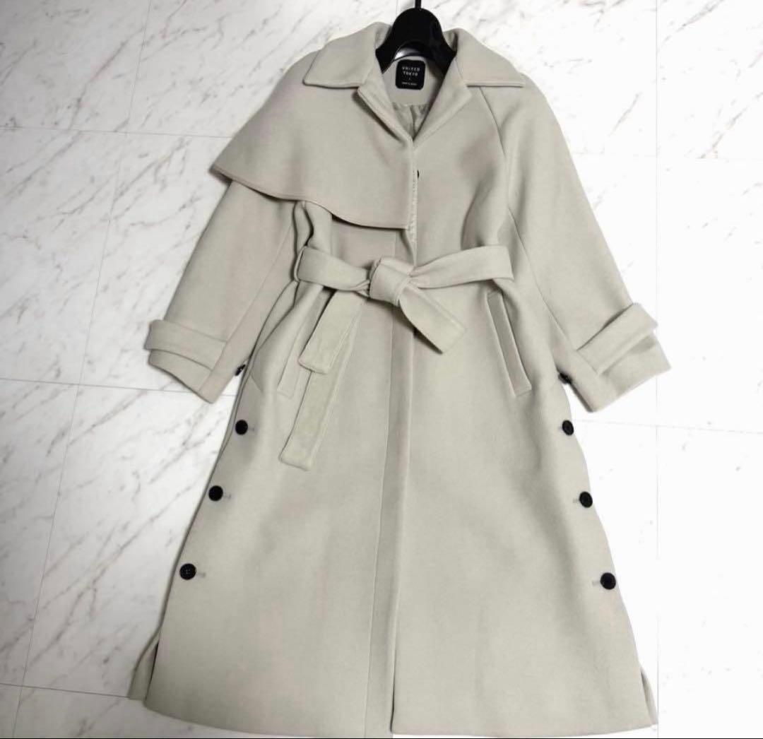 【極美品】完売品✨️ユナイテッドトウキョウ ハーフ ケープ ステン コート ウール