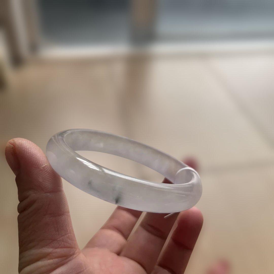 翡翠 透明 バングル フリーサイズ