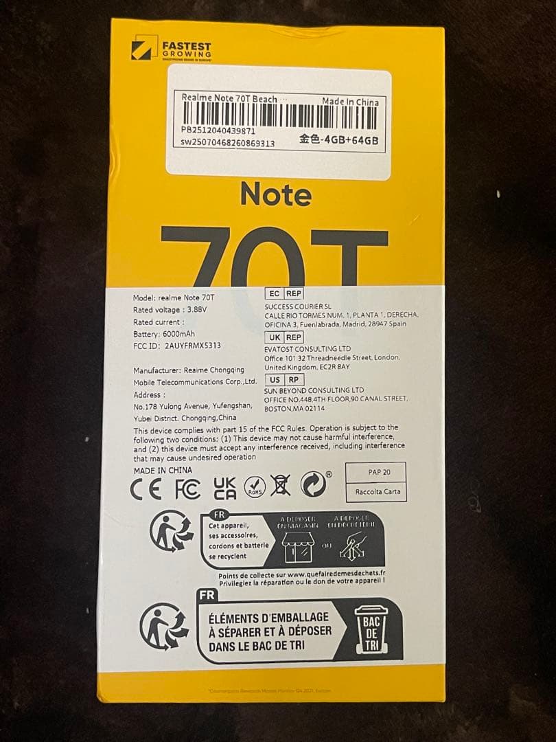realme Note 70T 本体 4GB+64gb