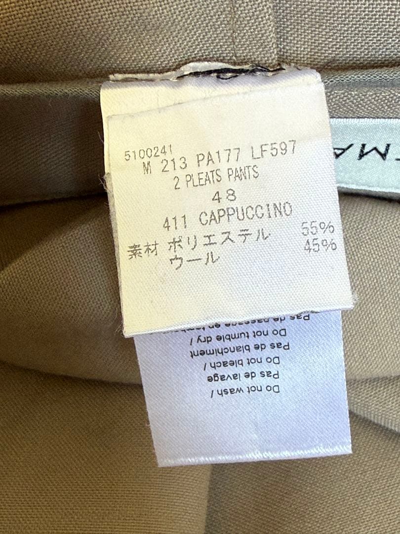 LEMAIRE 21AW 2PLEATS PANTS ベージュ 48