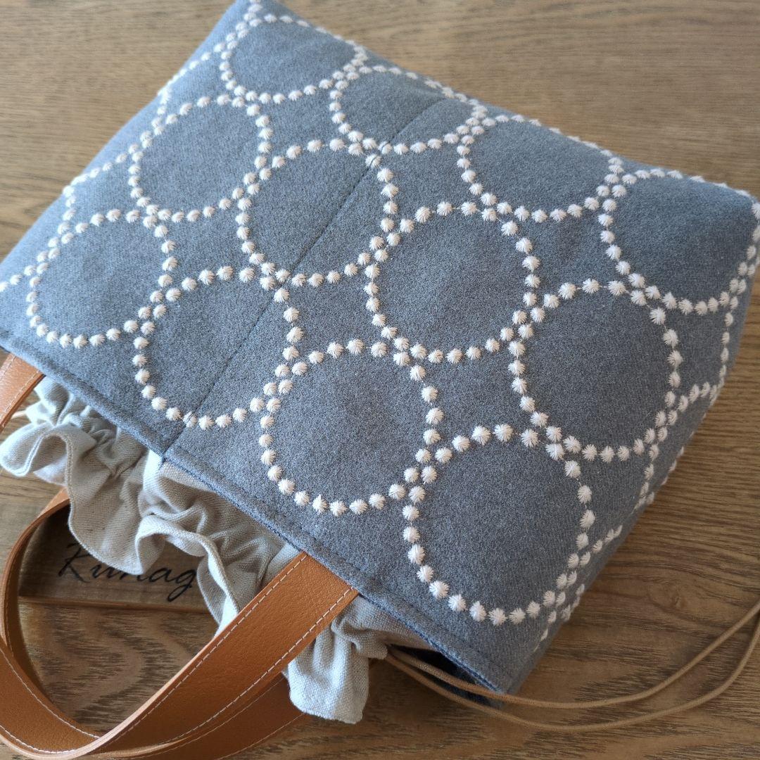 【1572】あおりポケットの巾着バッグ＊ミナペルホネン