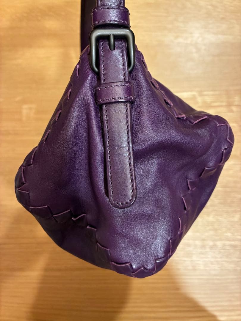 【美品】BOTTEGA VENETA 紫 編み込みハンドバッグ