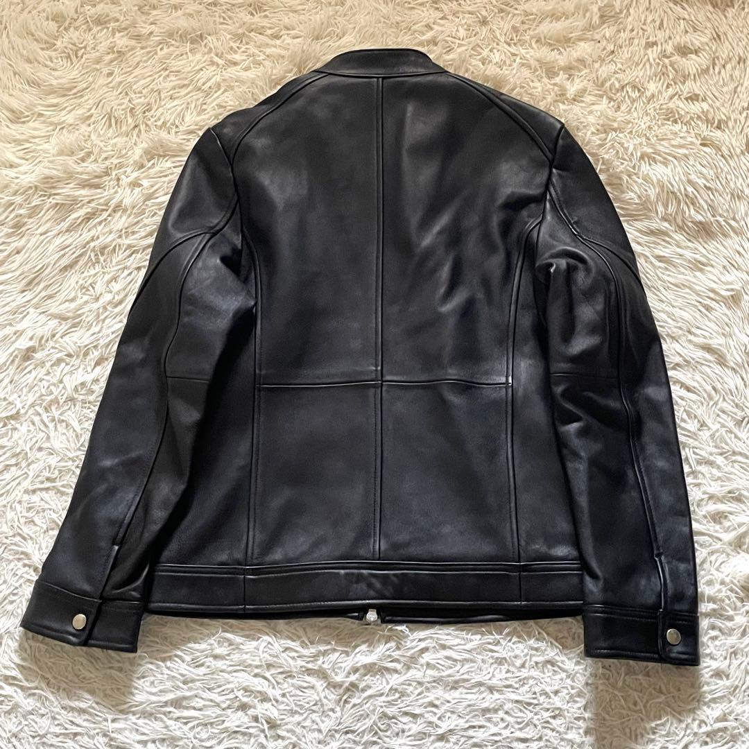 291295=HOMME ラムレザージャケット シングル 黒 4