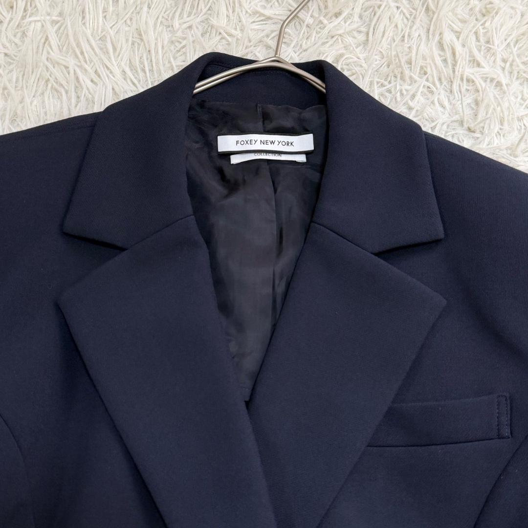 17234✨フォクシーニューヨークコレクション ダブルジャケット 38 M 紺
