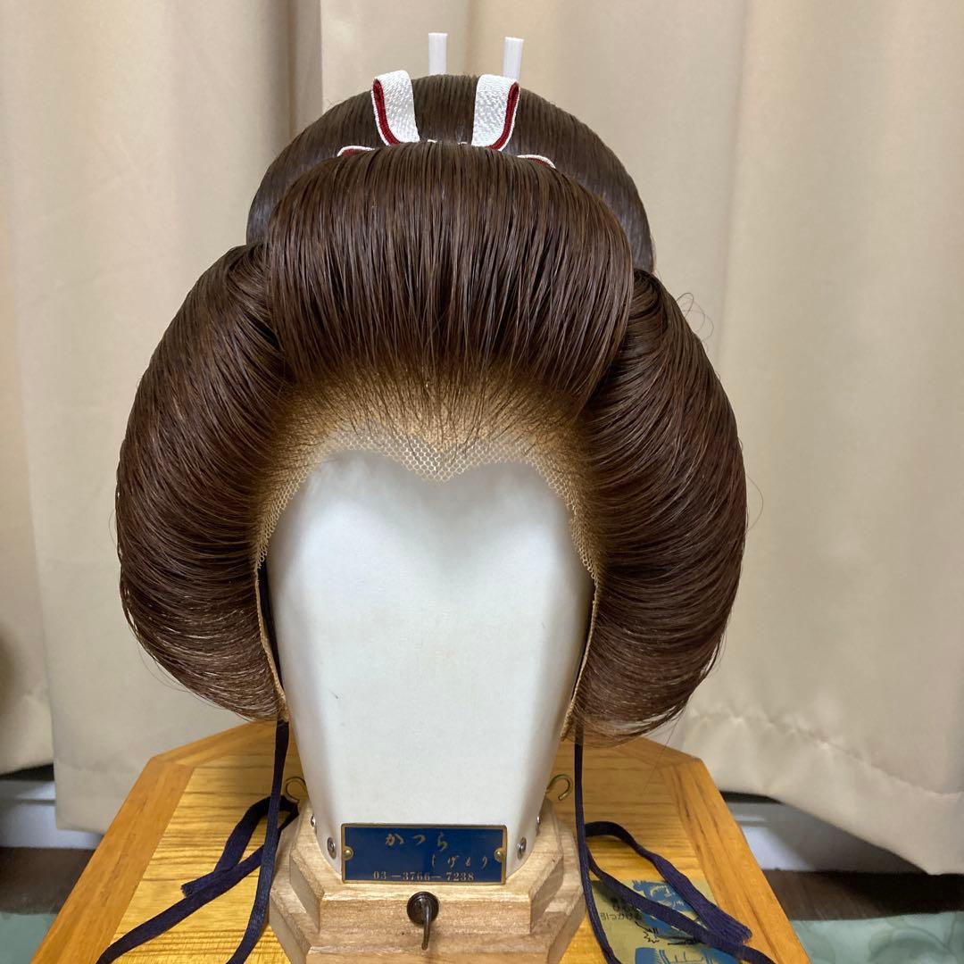 ダークブラウン 日本髪かつら