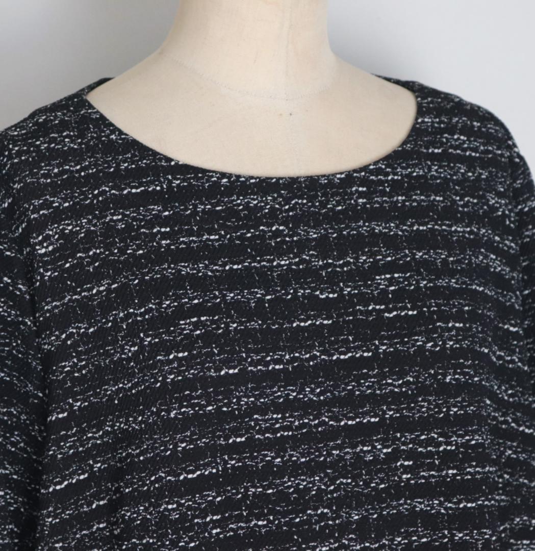 新品【Leilian レリアン】フラワー柄 チュニック 黒 13+