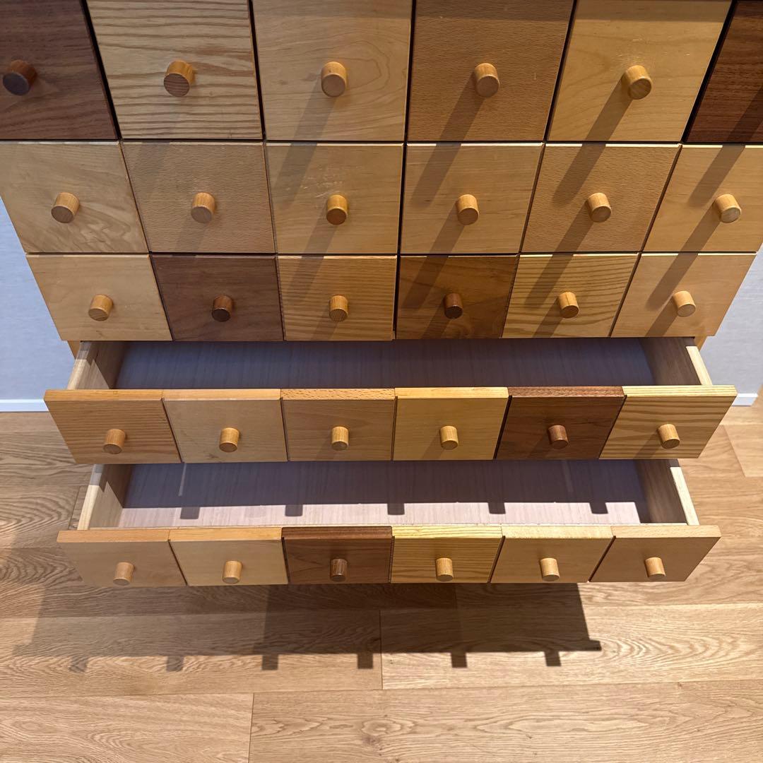 天然木材◆日本製◆北欧家具◆チェストキャビネット12個引き出し