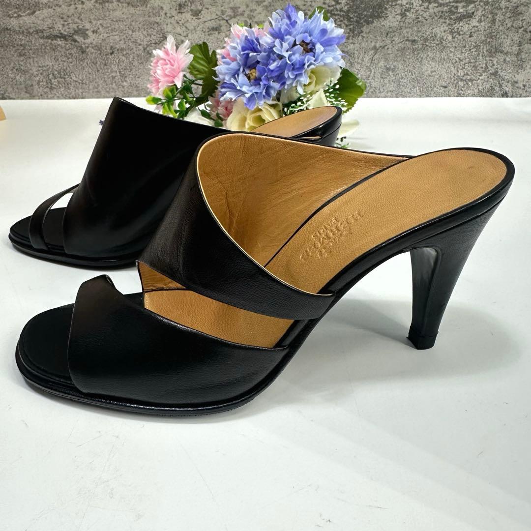 美品★HERMES★エルメス ミュール サンダル レザー 黒 ヒール サイズ35
