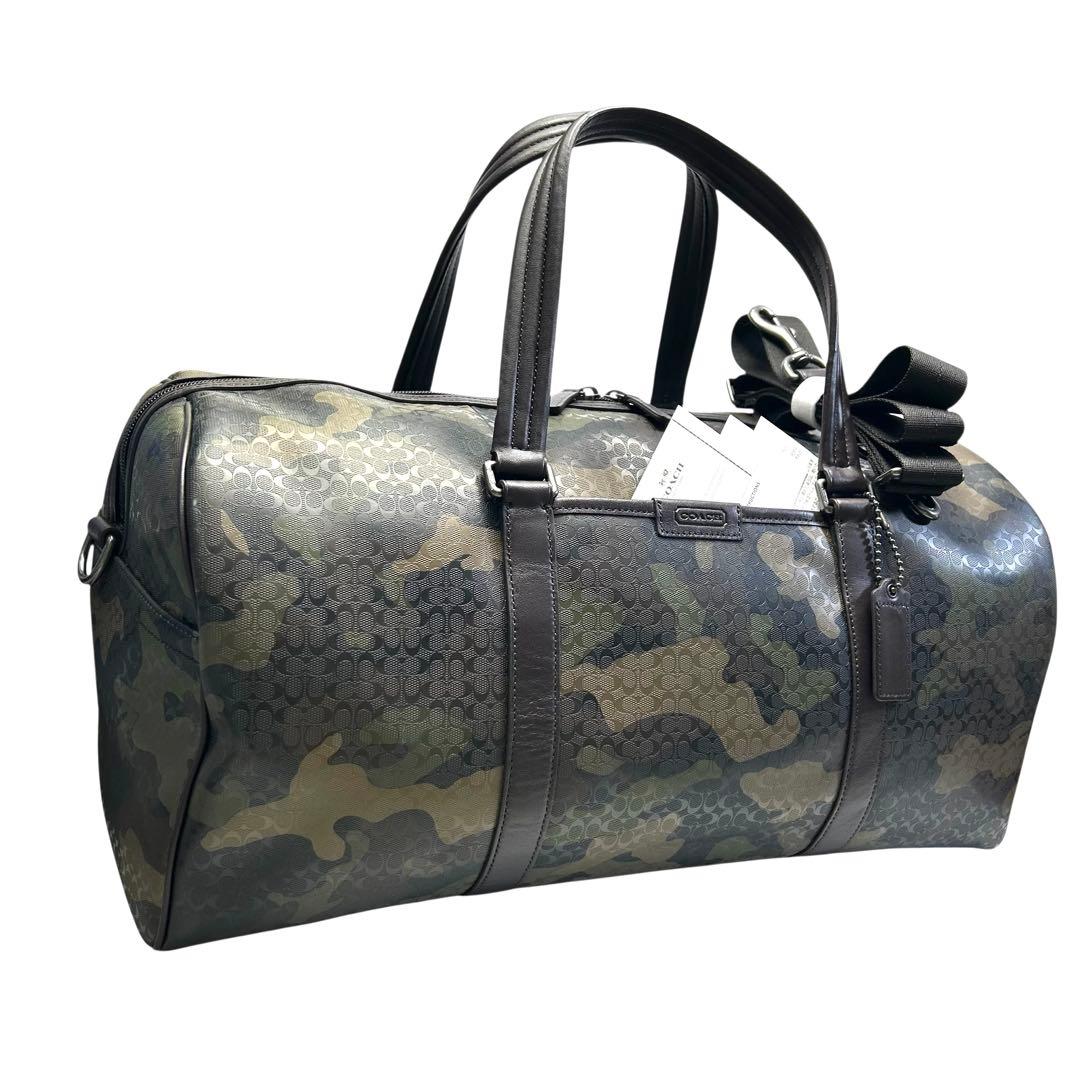 極美品 COACH コーチ　ボストンバッグ　2way　シグネチャー　迷彩柄 旅行