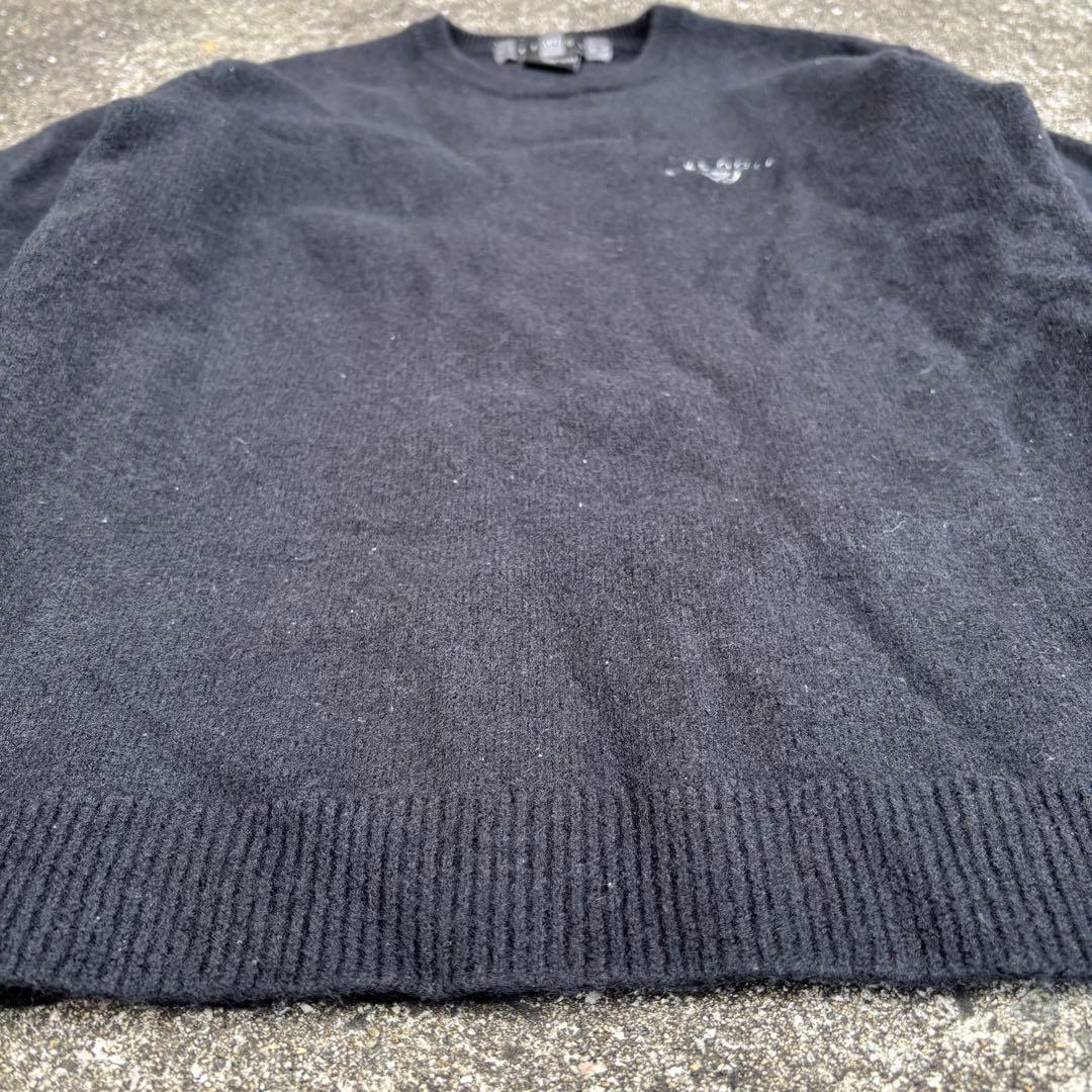 90s NIKE GOLF ウールニット セーター ブラック ロゴ 刺繍ロゴ