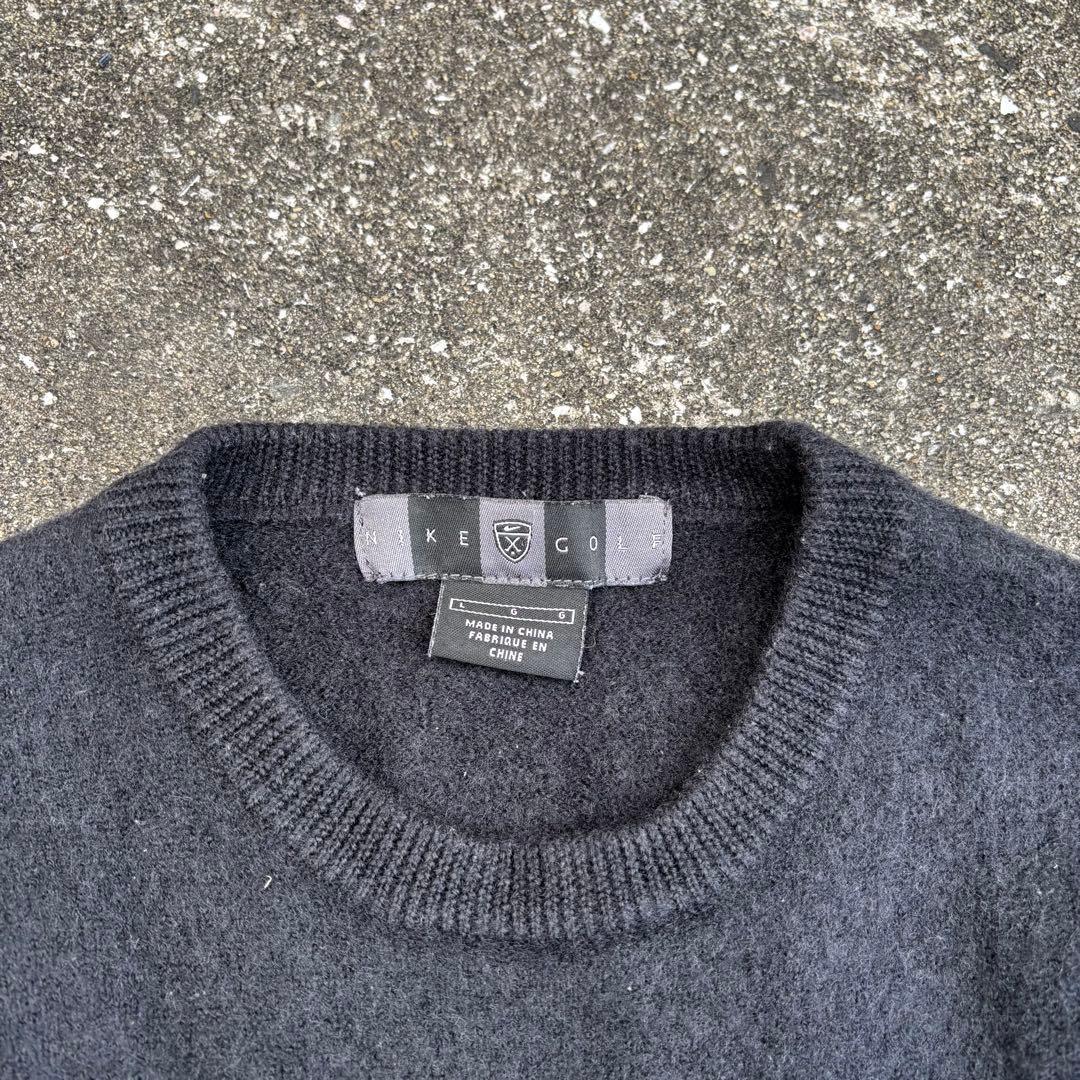 90s NIKE GOLF ウールニット セーター ブラック ロゴ 刺繍ロゴ
