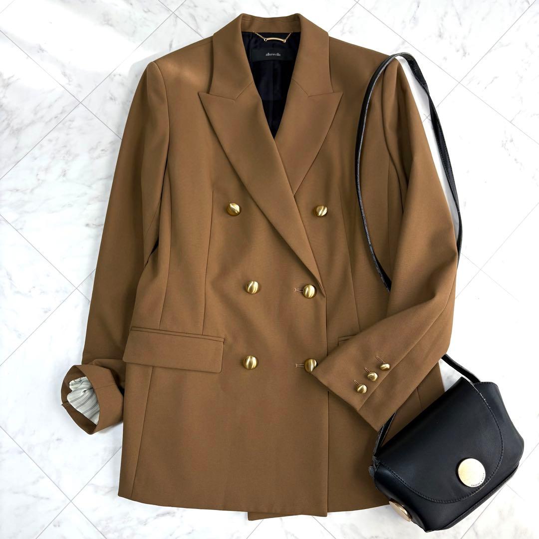 新品タグ付き【アルアバイル】テーラードジャケット　ダブル　金ボタン　キャメル　M