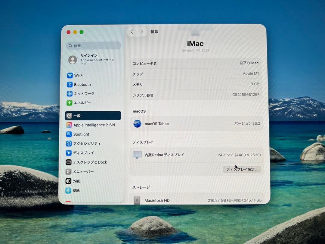 極美品　iMac(24inch M1 2021) MJV93J/A