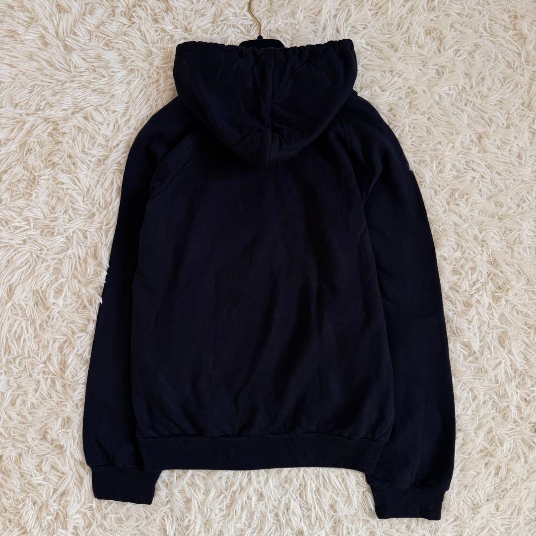 美品　セリーヌ　カシミヤ　パーカー　馬車プリント　ネイビー　Mサイズ　フード