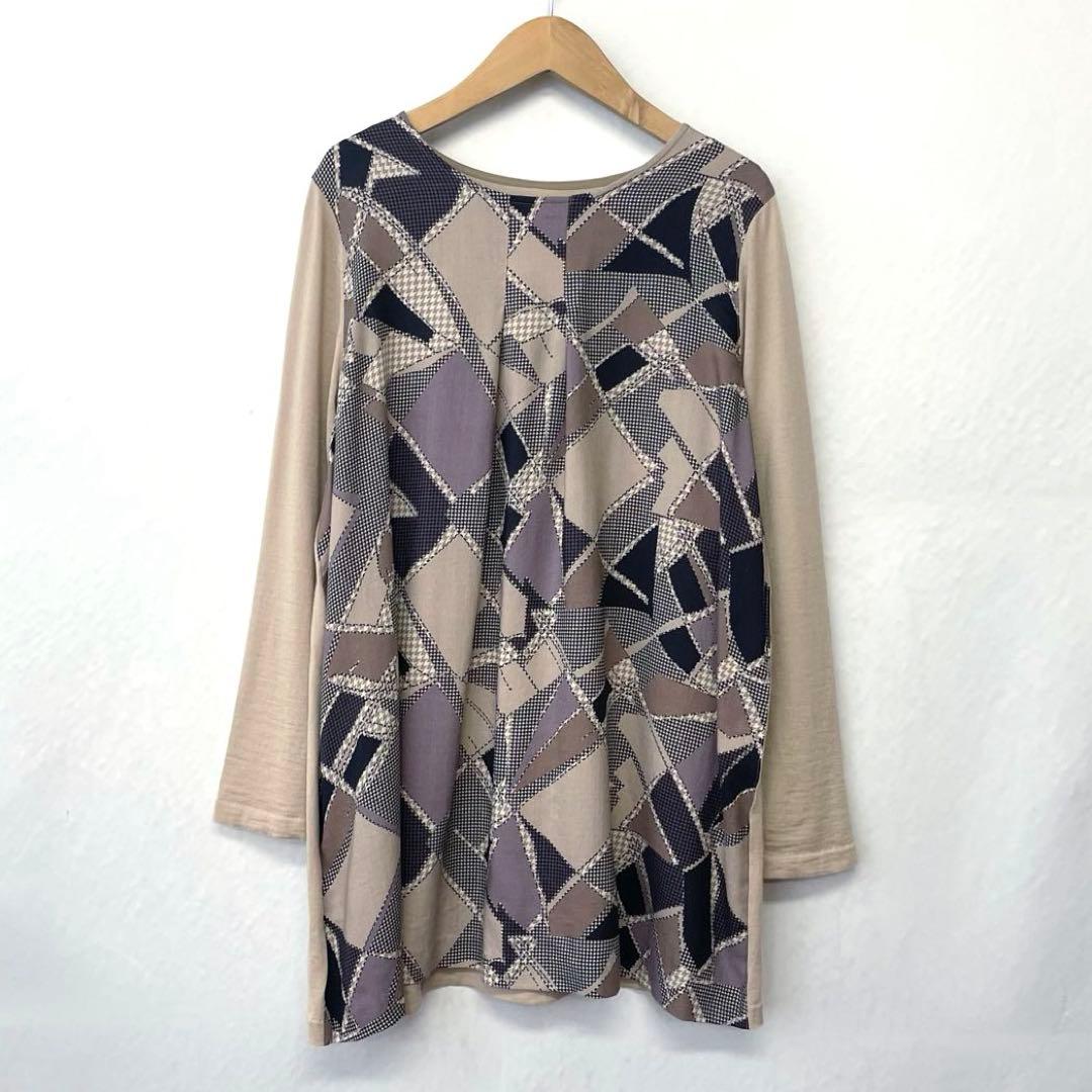 Leilian レリアン G.BINDA シルク切替 ニット チュニック