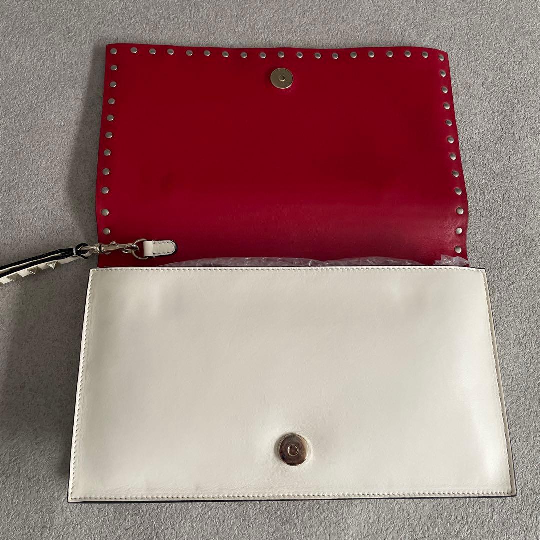 VALENTINO スタッズクラッチバッグ ホワイト