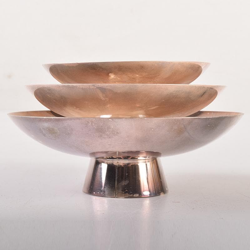 大阪尚美堂造　純銀製　三重盃　三ツ盃 　約208g　共箱　F　R7841