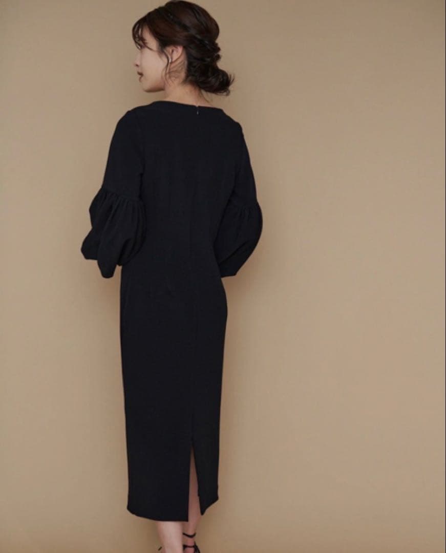 Lo’r かじまり黒 バルーンスリーブ ロングワンピース(laubeblanc)