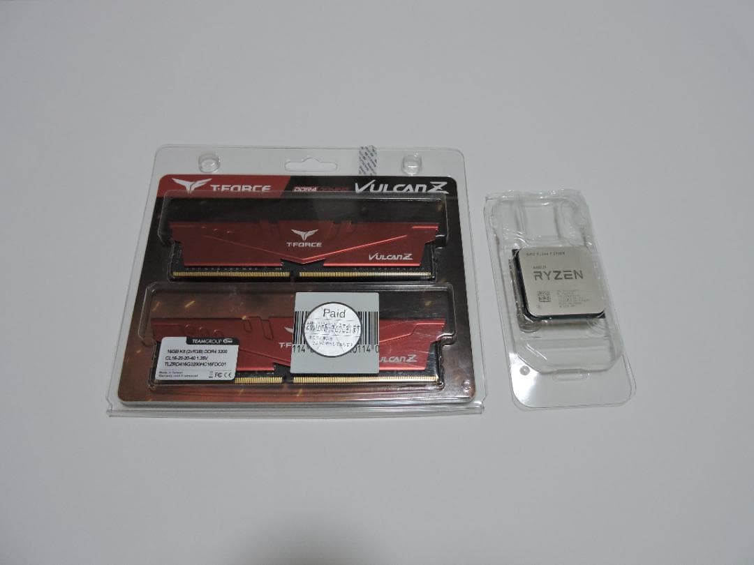Ryzen7 3700x+Tforce DDR4 16GB（8GB×2枚）セット