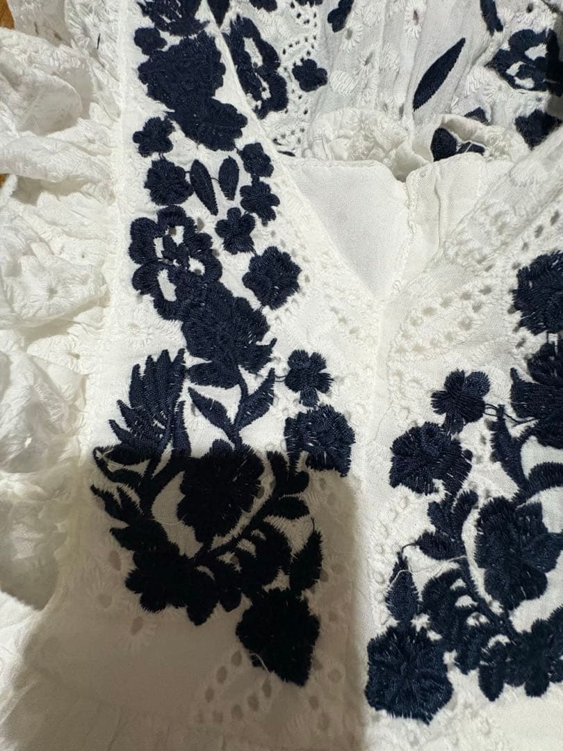 古着　70s 80s 花柄　コットンレース　エプロンワンピース