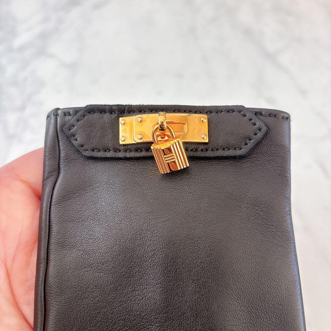 極美品　エルメスレザー手袋　SOYA ソヤ　ゴールドケリー金具　7.5