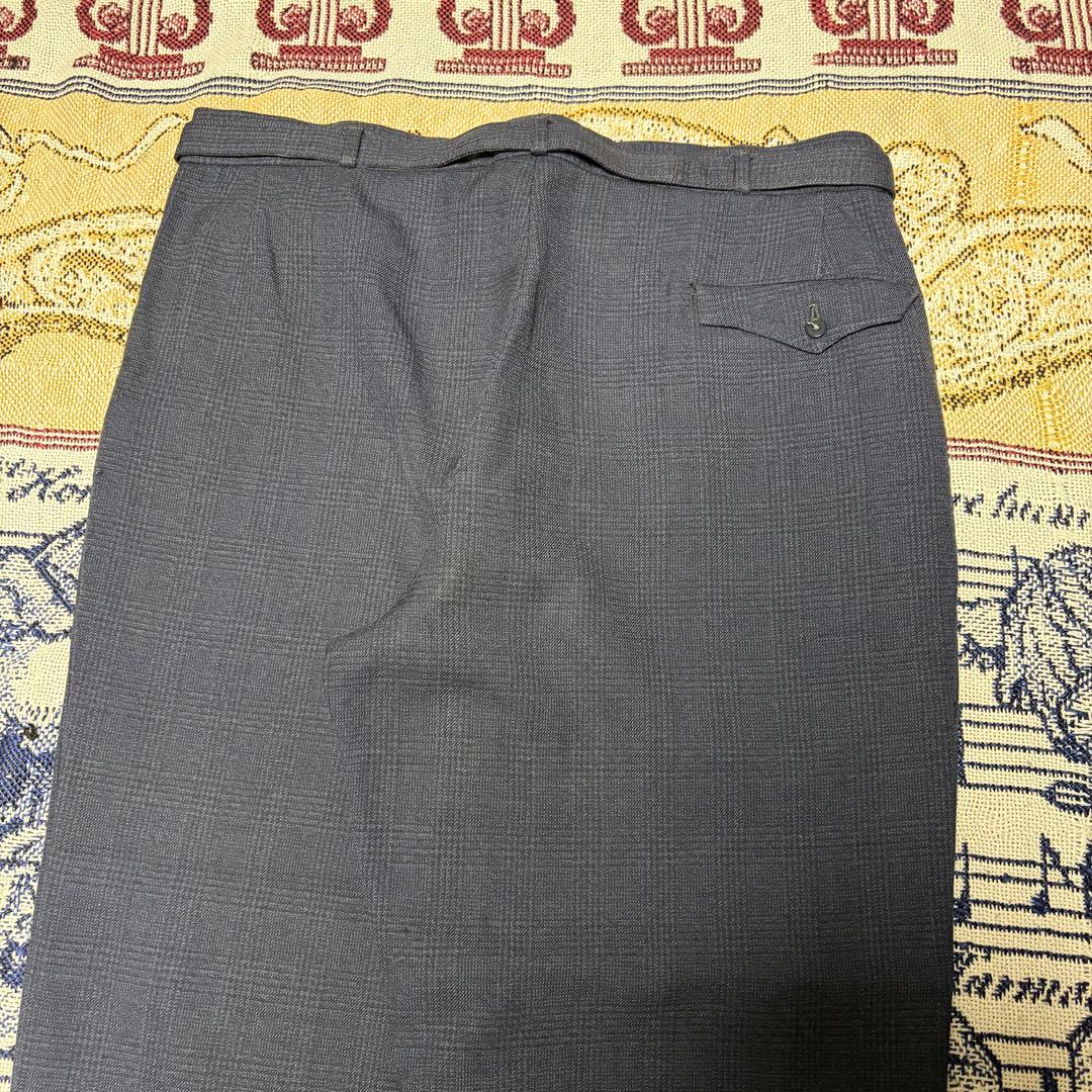 40s 50s 極太 ウール チェック スラックス ベルト付き ギャバジン