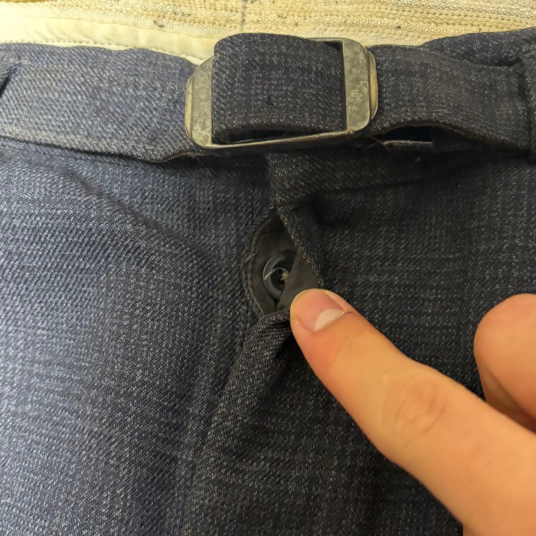 40s 50s 極太 ウール チェック スラックス ベルト付き ギャバジン