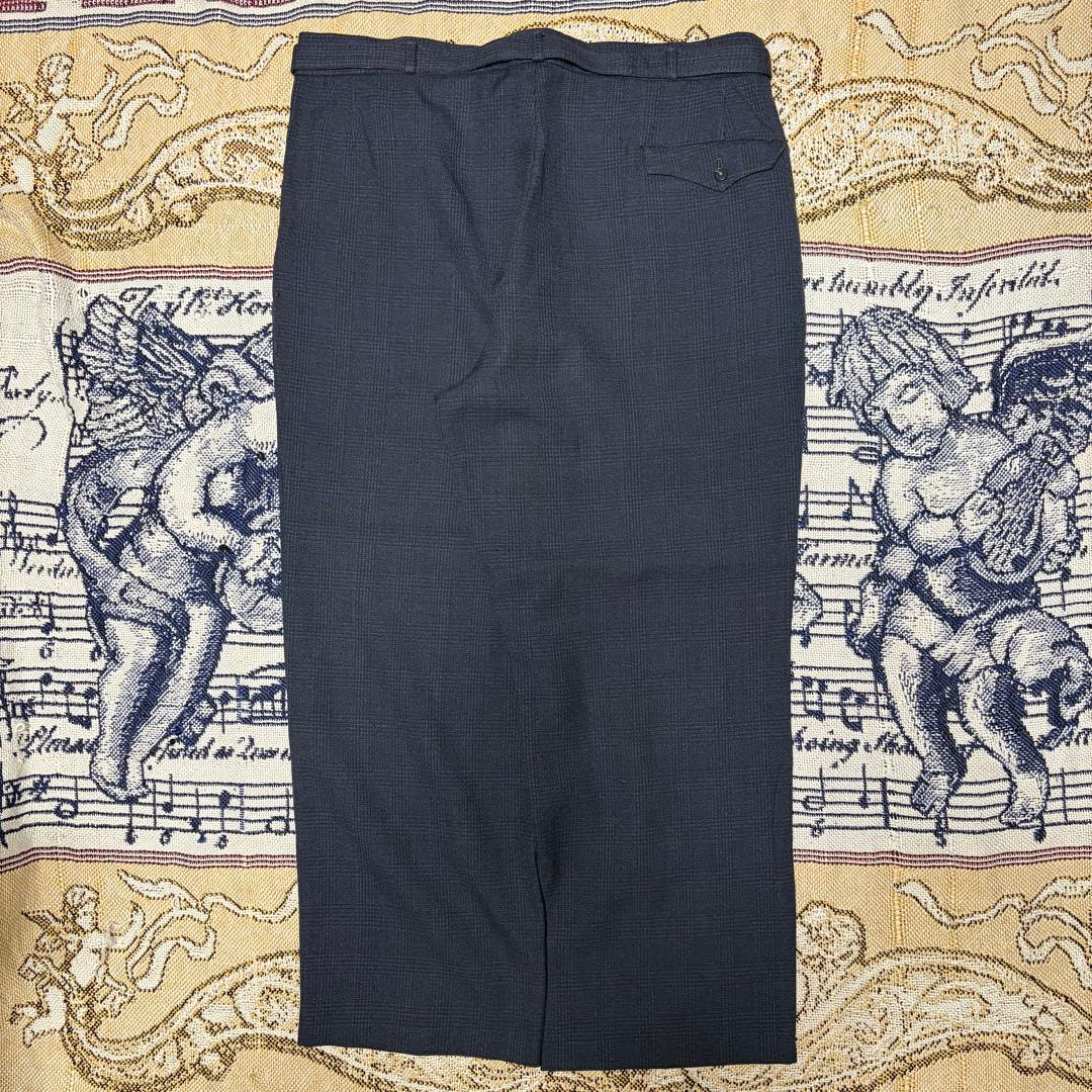 40s 50s 極太 ウール チェック スラックス ベルト付き ギャバジン