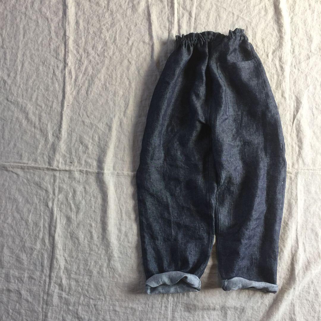 リネンデニムのもんぺ　インディゴキナリ