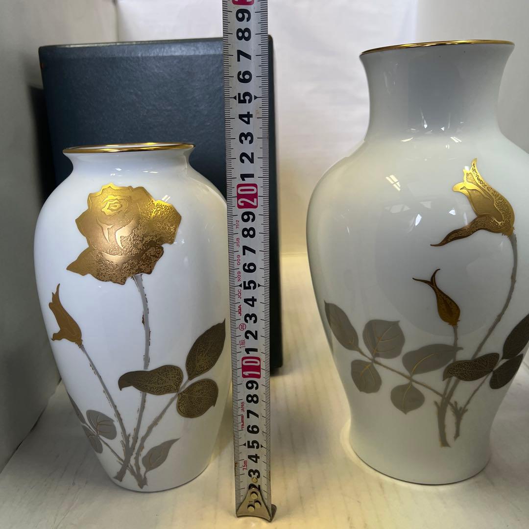 大倉陶園　金彩 金蝕薔薇 花瓶