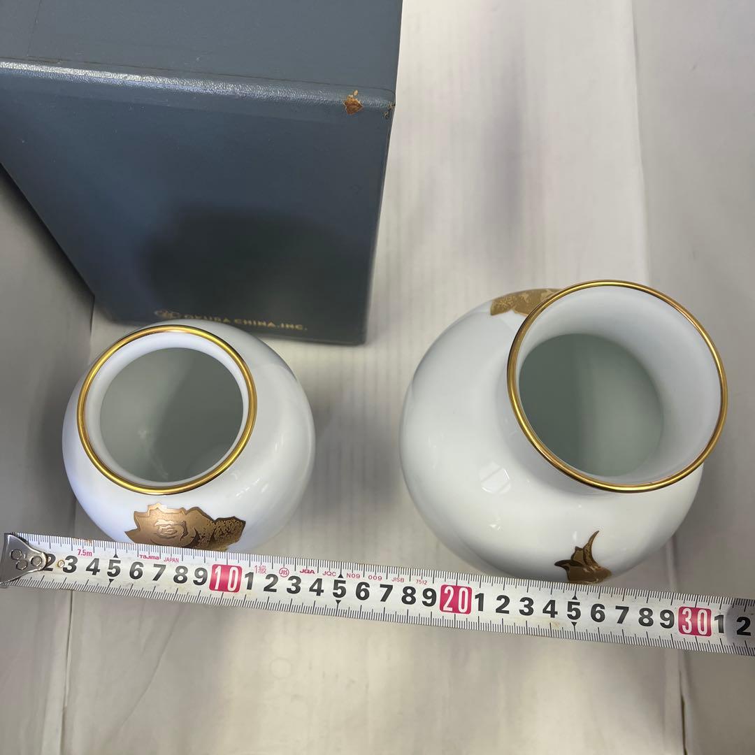 大倉陶園　金彩 金蝕薔薇 花瓶