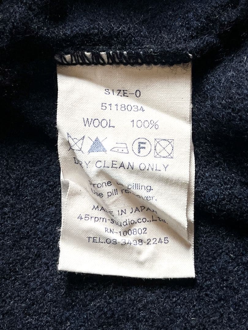 【45R】45rpm 毛100% ハイネックインディゴニットワンピース ポケット