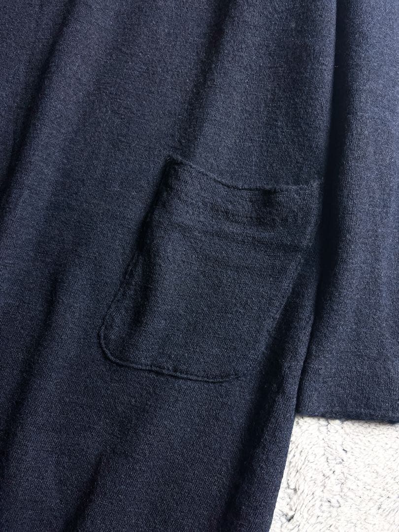 【45R】45rpm 毛100% ハイネックインディゴニットワンピース ポケット