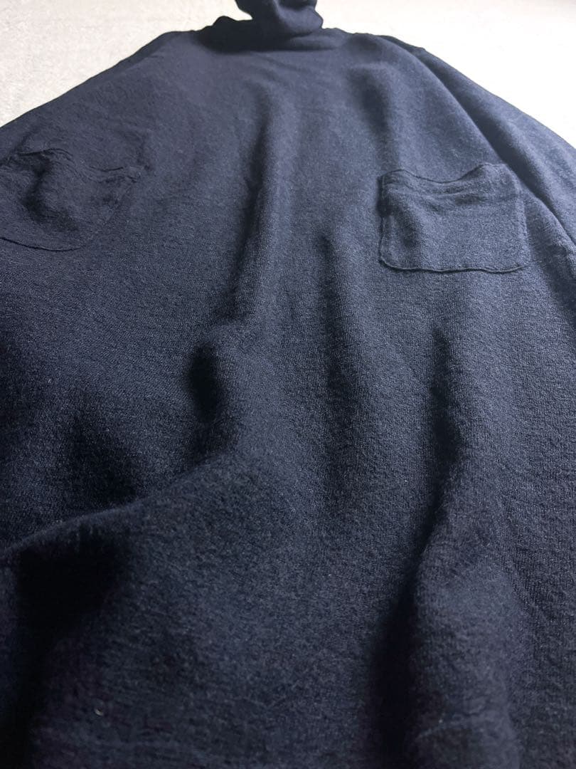 【45R】45rpm 毛100% ハイネックインディゴニットワンピース ポケット