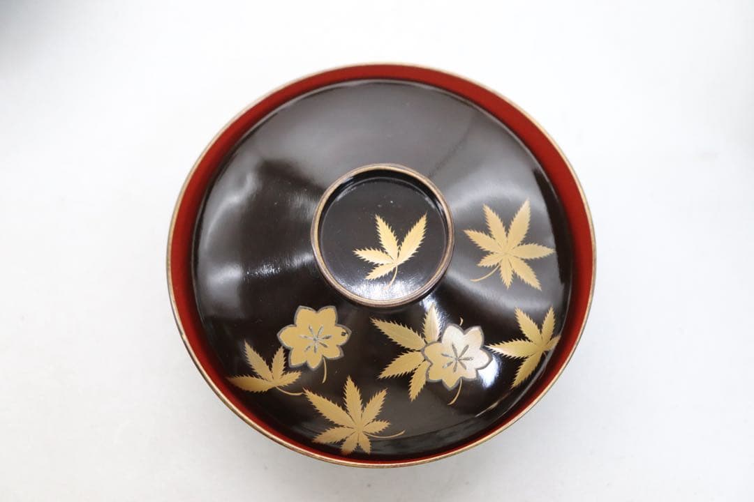 寛政11年　輪島塗　蒔絵紅葉紋お椀10個　木製　古民具　送料込み260131