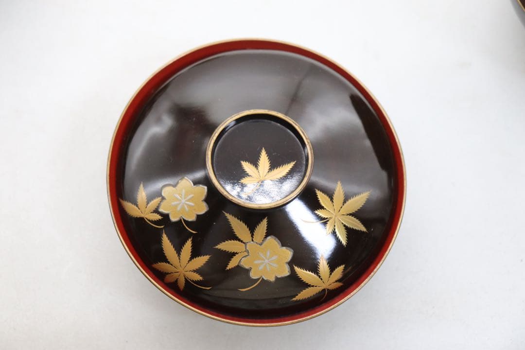 寛政11年　輪島塗　蒔絵紅葉紋お椀10個　木製　古民具　送料込み260131