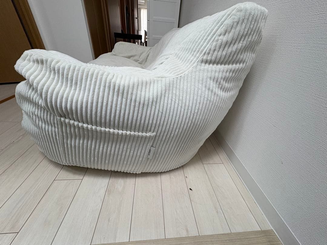 【引取歓迎　大阪】LOOSY 2人掛けビーズソファ アイボリー