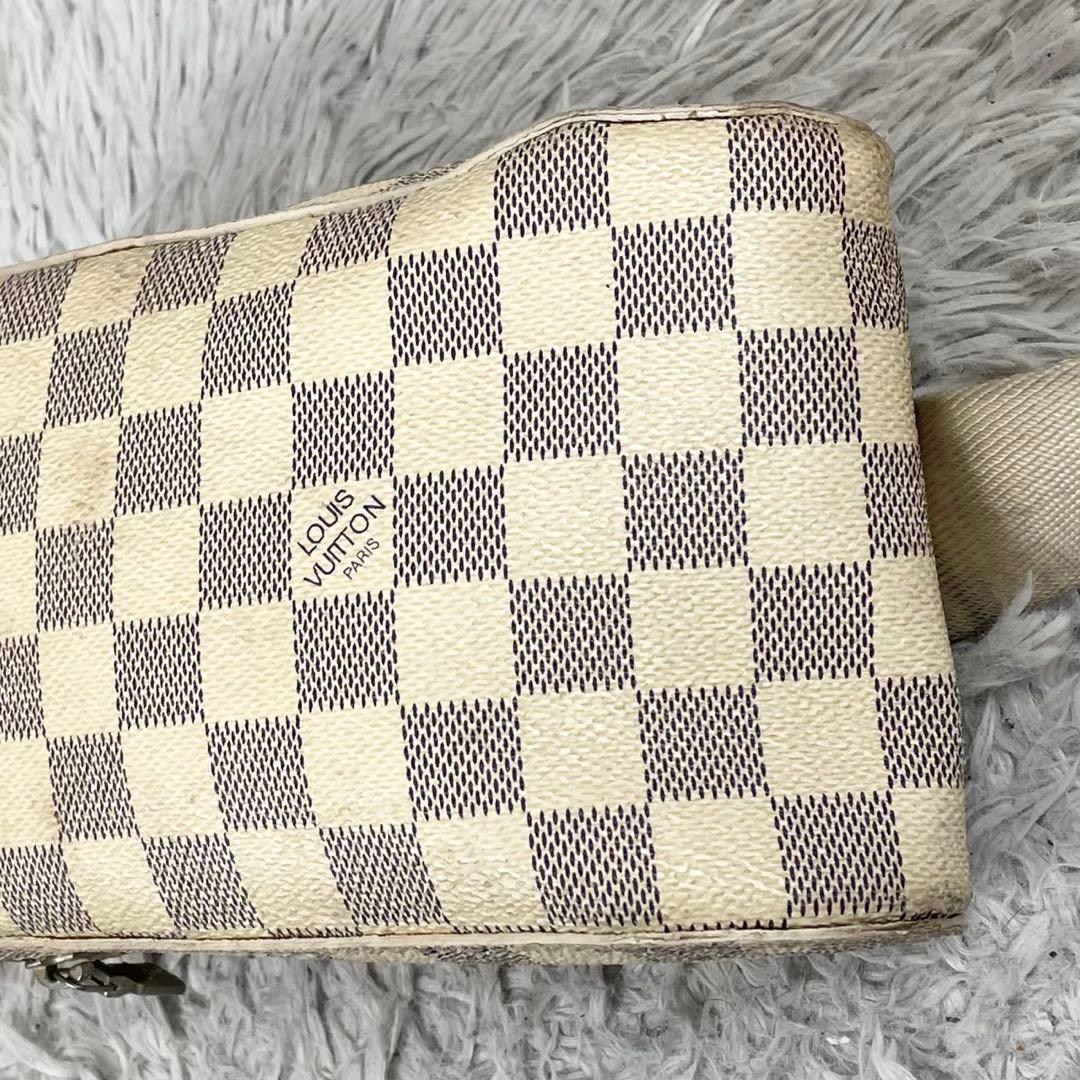 美品 ルイヴィトン PVC ウエストバッグ ダミエ アズール ファスナー 白