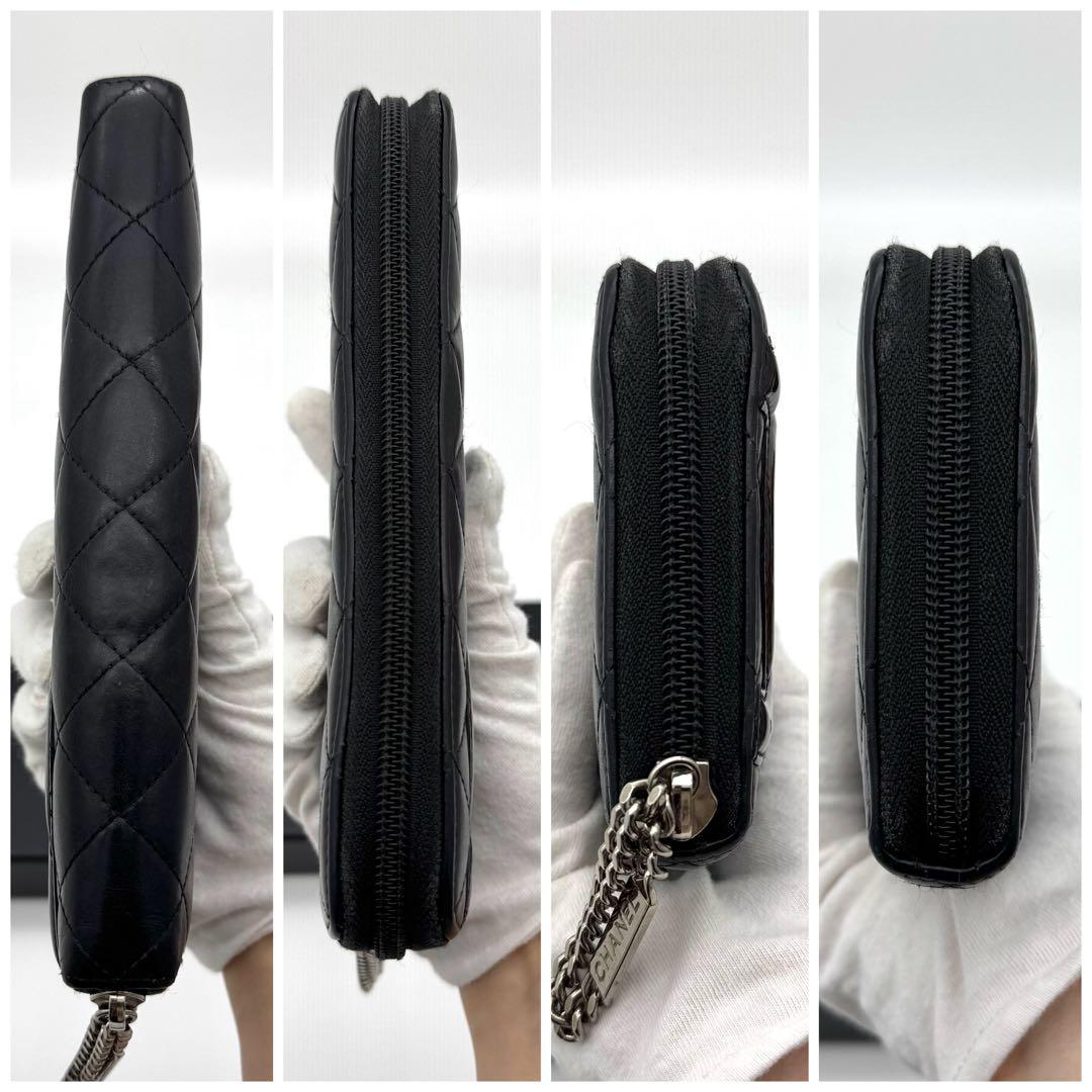シャネル カンボンライン ラウンドファスナー 長財布 ブラック