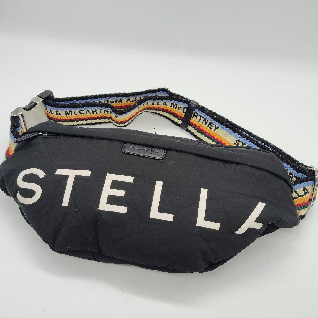 美品 ステラマッカートニー ウエストポーチ ボディバッグ 黒 ブラック 虹