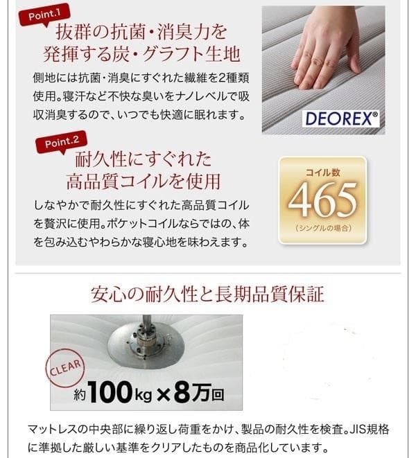 真空圧縮ロール 国産カバーポケットコイルマットレス クイーン　Q　グレー