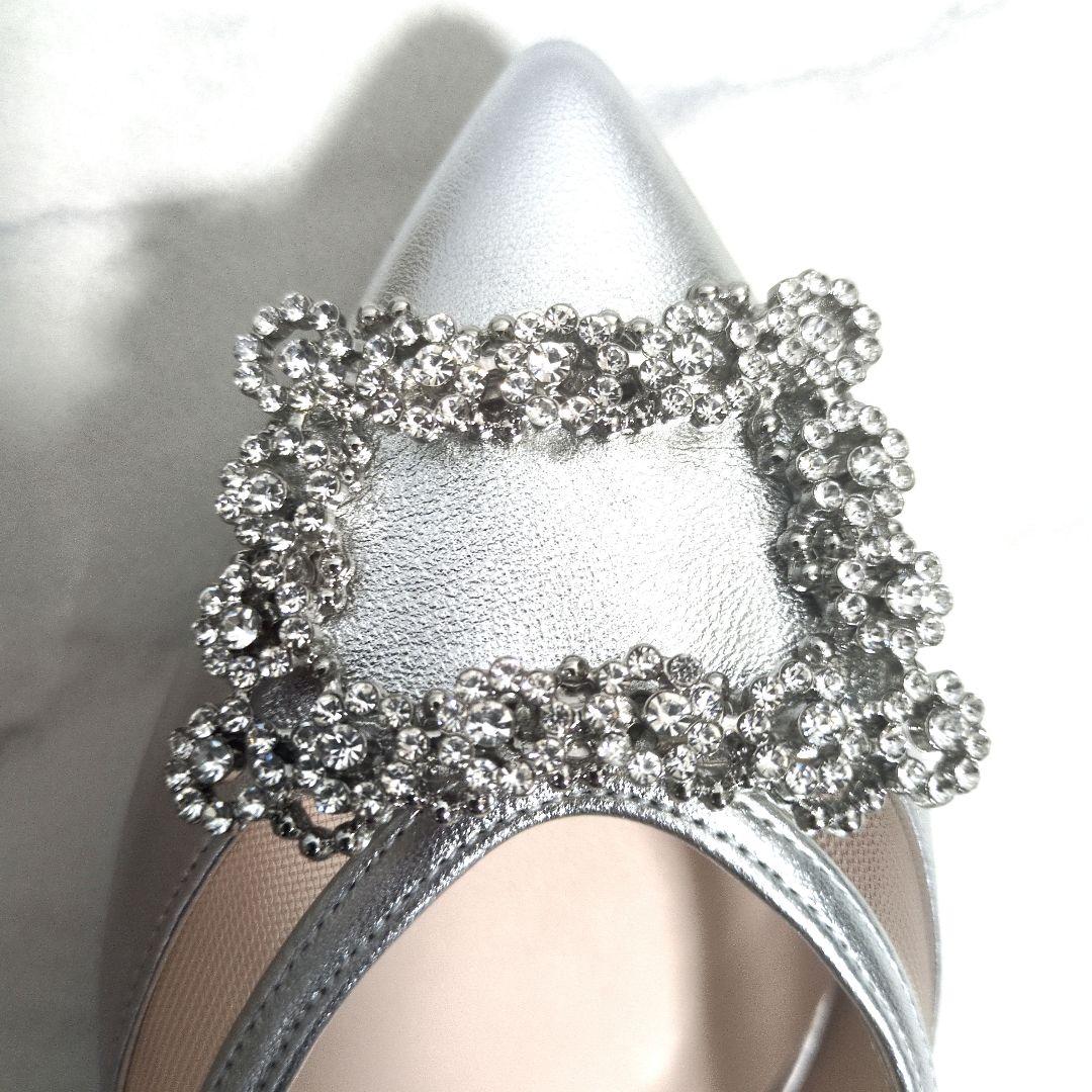 新品DAIANA シルバー ビジュー付きフラットシューズ 24cm