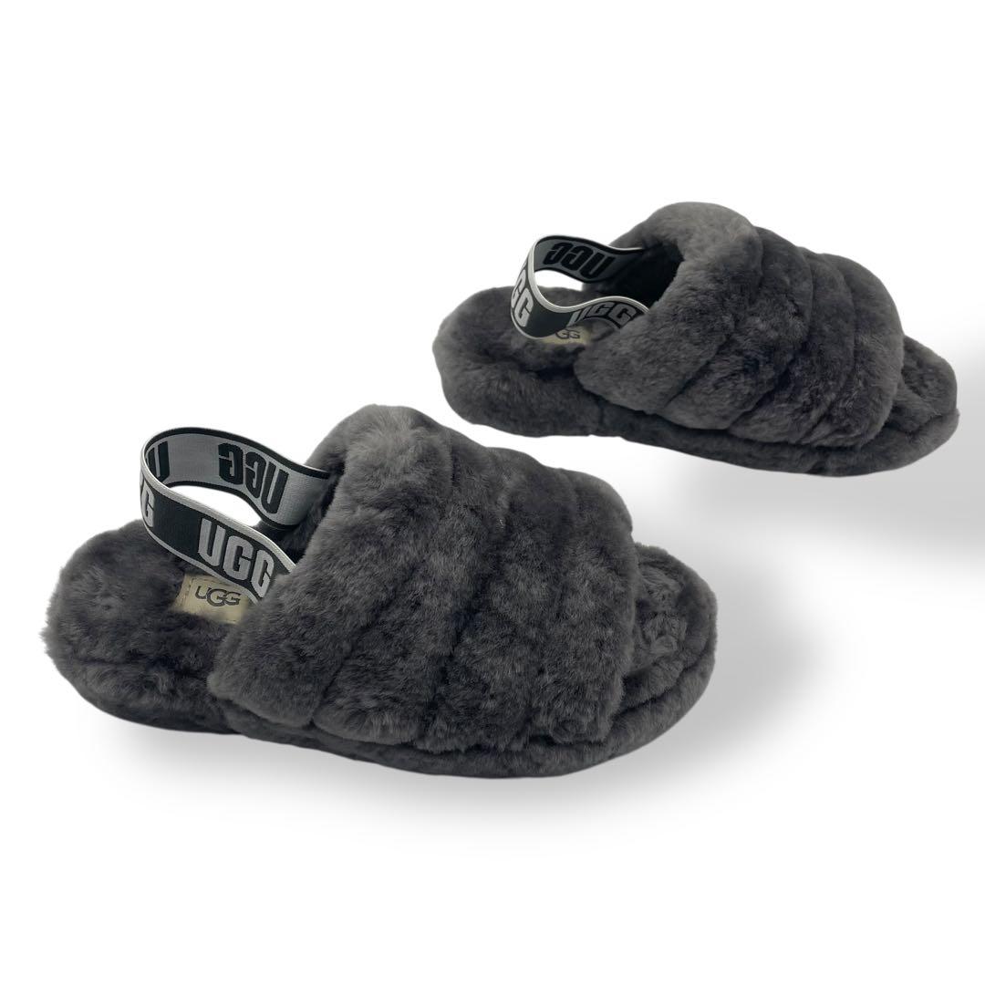 未使用級　アグ　FLUFF YEAH BLING ムートン　サンダル　グレー