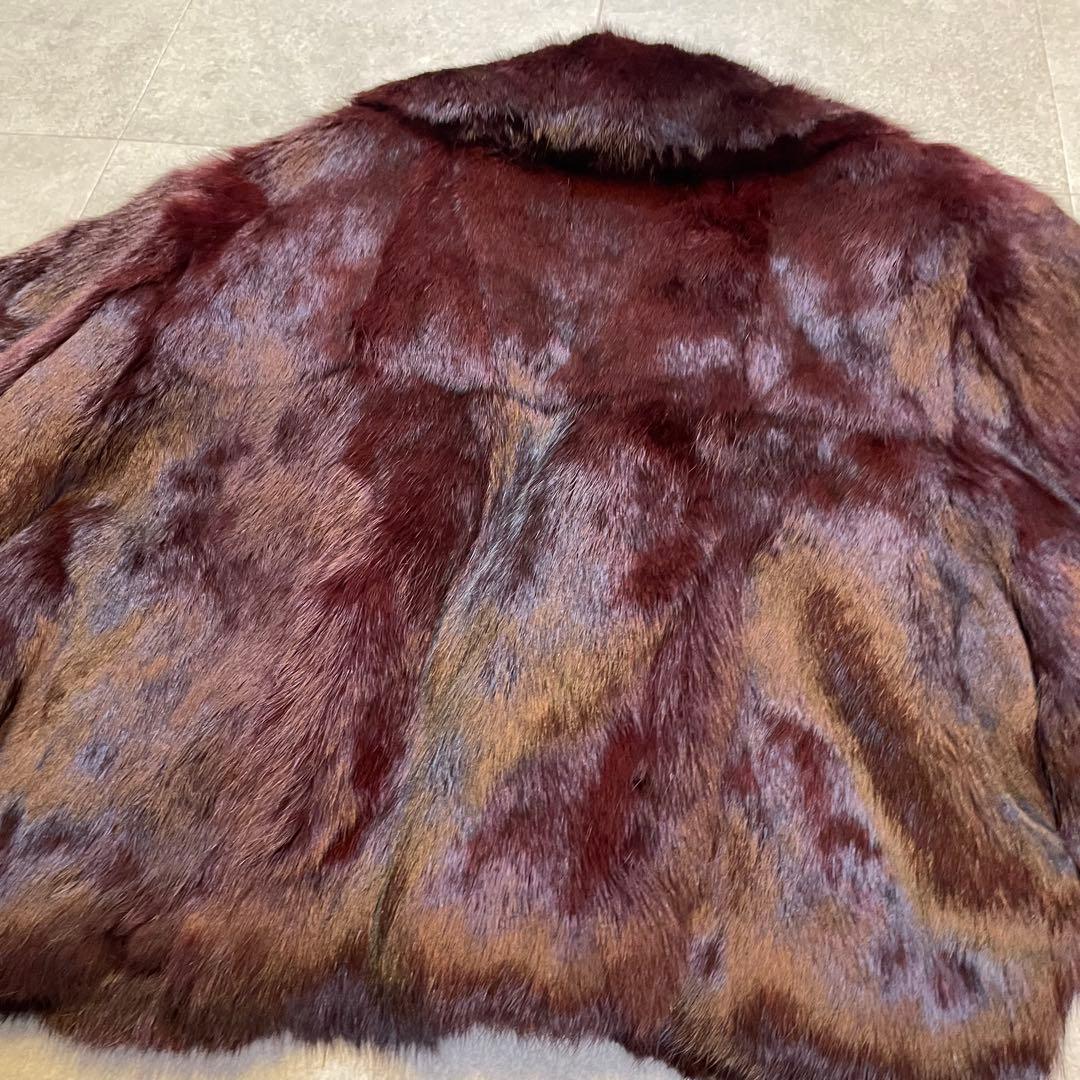 クロップド丈　フォックスファー　毛皮ショートコート　ボルドー　希少　Y2K