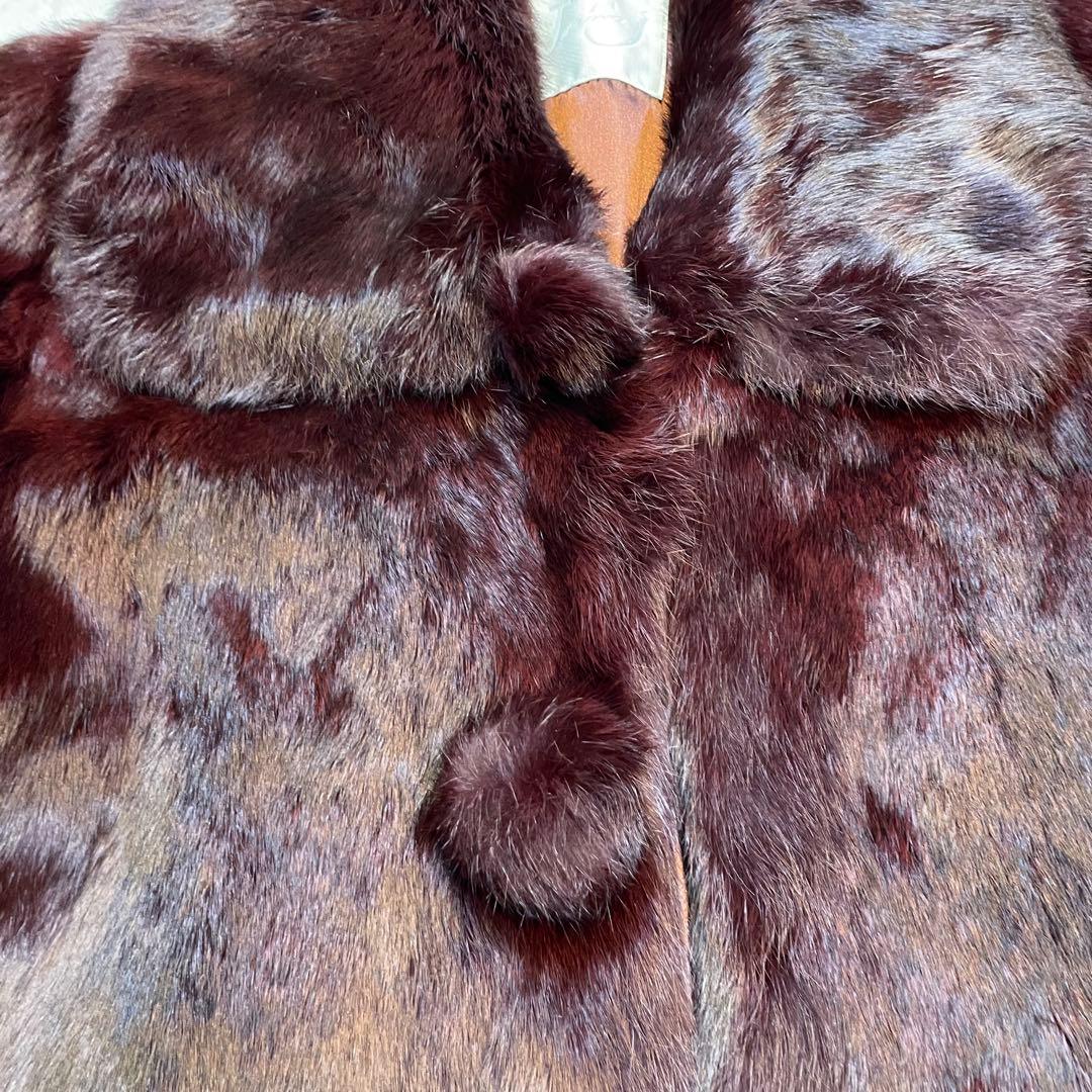 クロップド丈　フォックスファー　毛皮ショートコート　ボルドー　希少　Y2K
