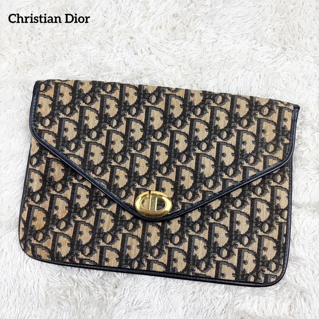 【美品】クリスチャンディオール トロッター ロゴ金具 クラッチバッグ