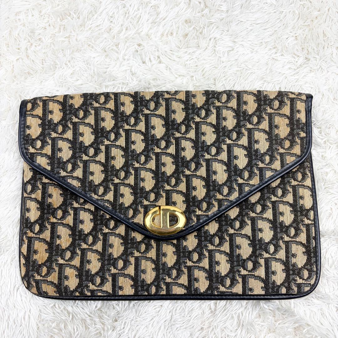 【美品】クリスチャンディオール トロッター ロゴ金具 クラッチバッグ