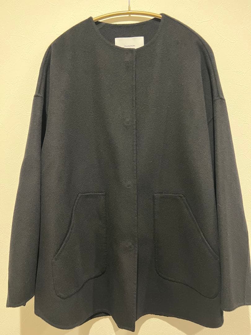 FRAMeWORK ダークネイビーリバーコート 36サイズ